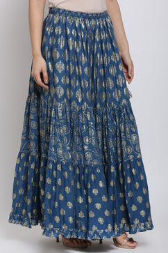 Marine Blue Cotton Skirt image number 4