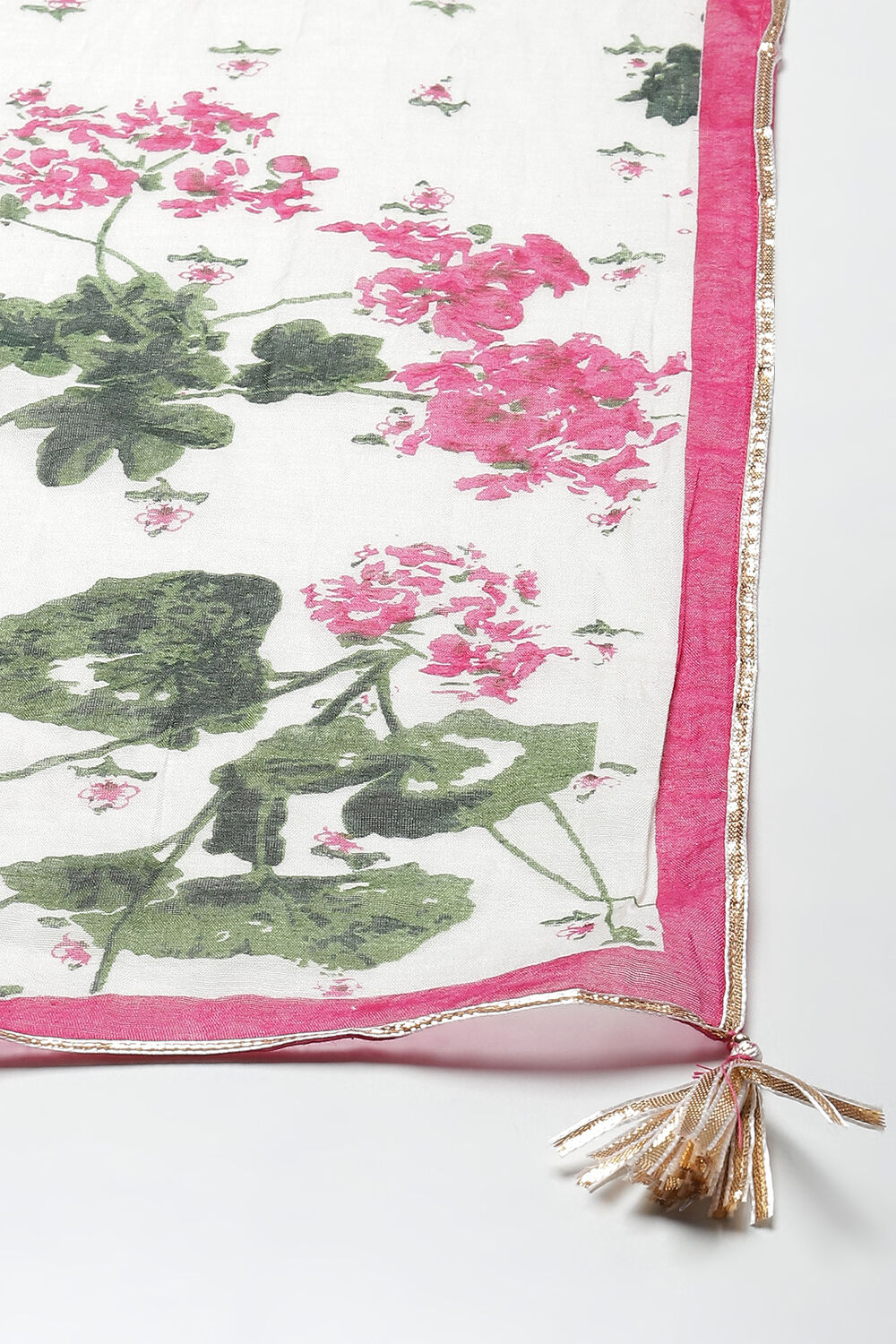 Blue And Off White Cotton Straight Suit Set image number 2