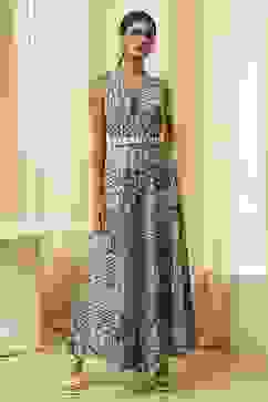 Green Cotton Printed Flared Jumpsuit image number 5