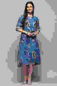 Electric Blue Viscose Straight Kurta image number 5