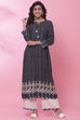 Black Rayon Straight Fusion Printed Kurta Set image number 0