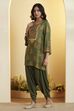 Green Viscose Rayon Straight Kurta Pants Set image number 3