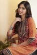 Rust Viscose Rayon Geometric Printed A-Line Kurta image number 1
