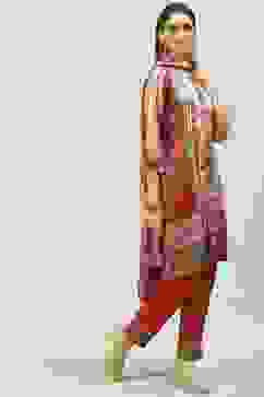 Maroon Silk Blend Straight Kurta Slim Pants Suit Set image number 6