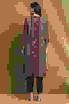 Brown Hand-Block Printed Straight Kurta image number 3