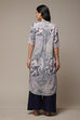 Indigo LIVA Straight Printed Kurta image number 2