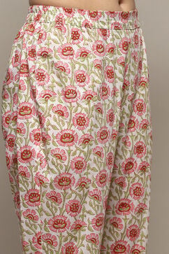 White Pink Cotton Unstitched Suit set image number 3