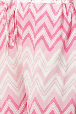 White and Pink Cotton Straight Kurta Palazzo Suit Set image number 2