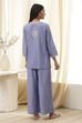 Dull Blue Cotton Straight Co-ord Set image number 4