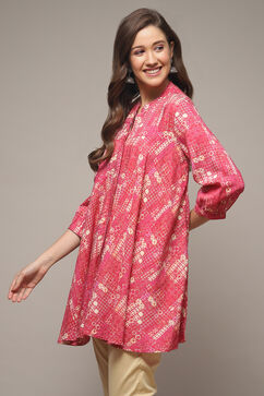 Pink Rayon Printed Kurti image number 3