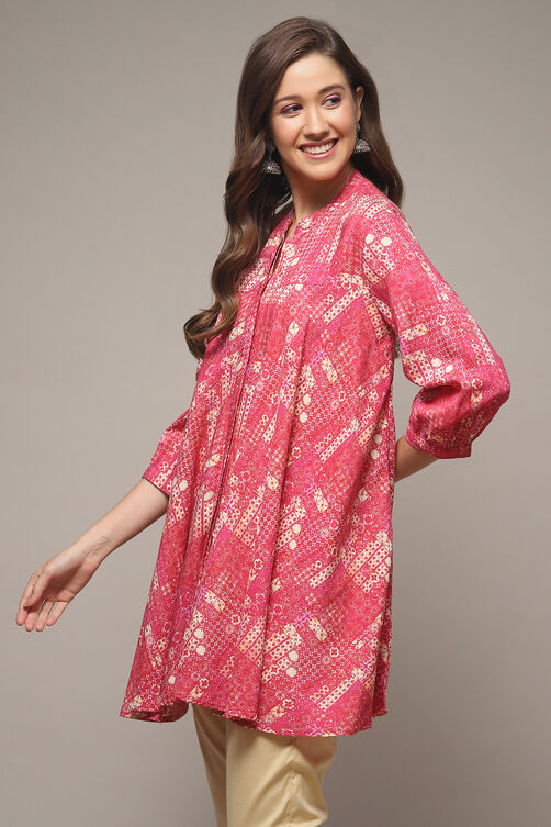 Navy LIVA Printed Kurti image number 3
