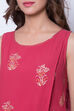 Coral Asymmetric Cotton And Viscose Printed Dress image number 1