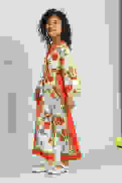 Cream-Colored and Rust Floral Straight Jumpsuit image number 2