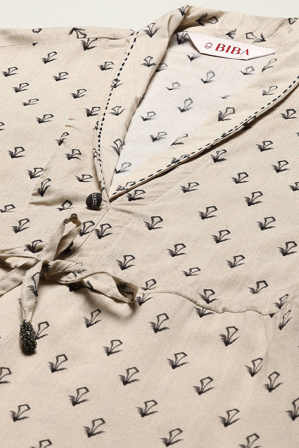 Charcoal Rayon Asymmetric Printed Kurta Set image number 1