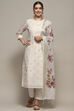 Off White Chanderi Unstitched Suit set image number 8