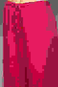 Fuchsia LIVA Gathered Kurta Palazzo Suit Set image number 2