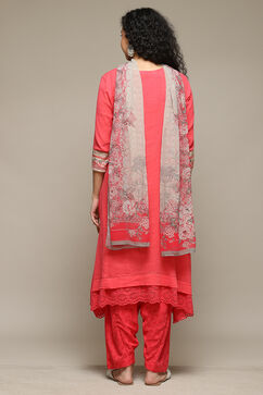 Romantic Pink Cotton A-Line Kurta Palazzo Suit Set image number 5