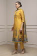 Yellow Chanderi Blend Printed Embroidered Unstitched Suit Set image number 4