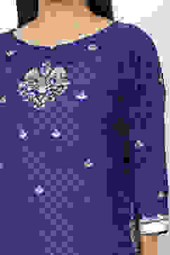 Blue Art Silk A-Line Kurta Churidar Suit Set image number 1