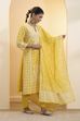 Yellow Silk Chanderi Printed Straight Kurta Set image number 5