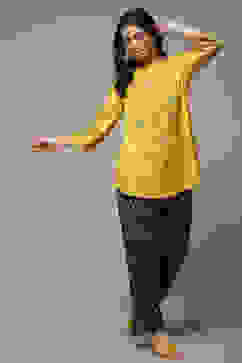 Yellow LIVA Printed Kurti image number 0