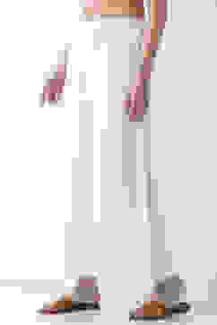 White Viscose Rayon Flared Palazzos image number 2