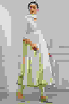 Off-White Cotton Foil Printed Anarkali Suit Set image number 5