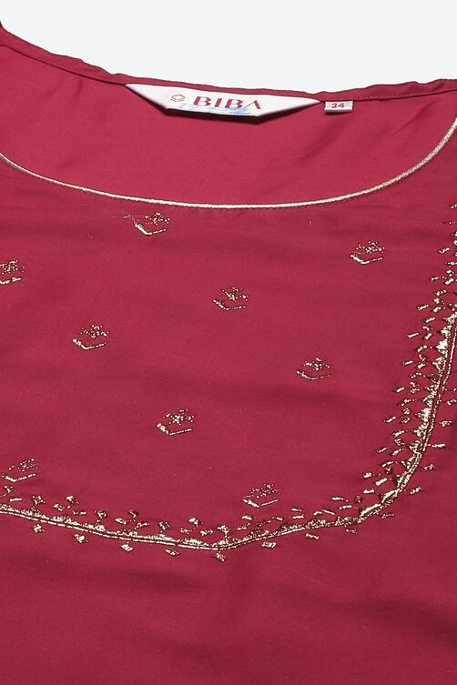 Red Art Silk Kurta image number 1