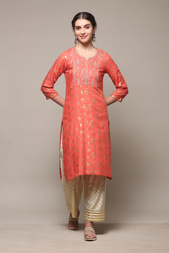 Coral Rayon Straight Kurta Palazzo Suit Set image number 6