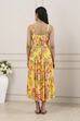 Yellow Viscose Rayon Tiered Dress image number 3