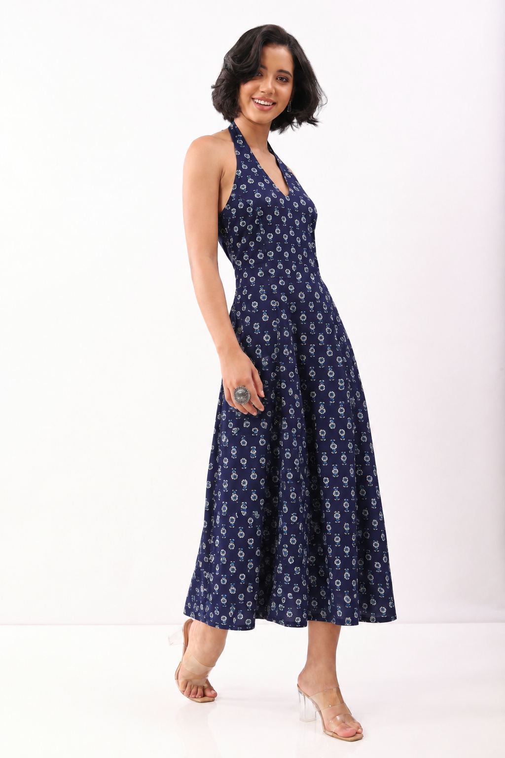 Blue Cotton Kalidar Dress image number 3