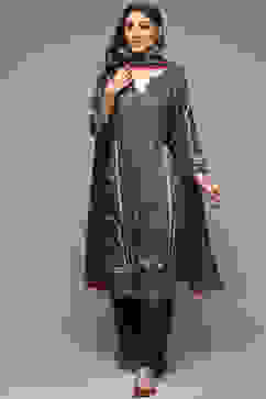 Indigo & Green Rayon Straight Kurta Palazzo Suit Set image number 6