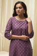 Dark Navy Art Silk Straight Kurta Slim Pants Suit Set image number 1