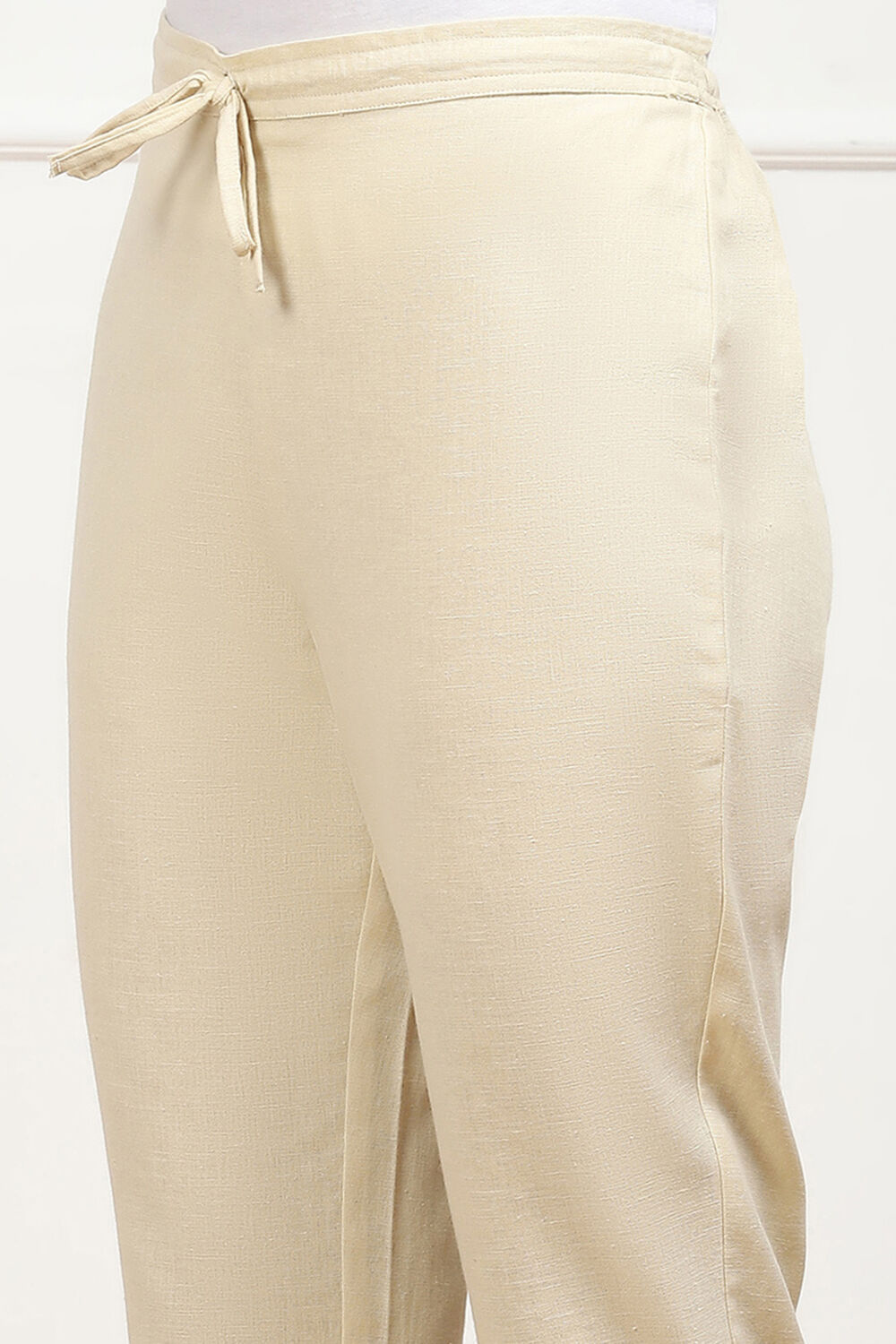Rust Cotton Solid Regular Pants image number 1