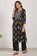 Black Cotton Straight Kurta image number 2