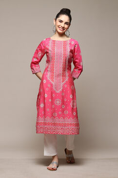 Deep Fuchsia Rayon Straight Printed Kurta image number 5