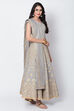 Grey Poly Cotton Lehenga Set image number 3