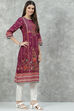 Purple Rayon Straight Printed Kurta image number 3