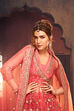 Coral-Pink Polyester Blend Anarkali Lehenga Set image number 1