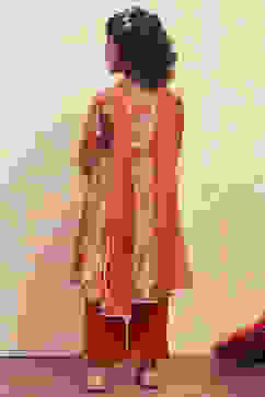Orange Angrakha Printed Flared Suit Set image number 4