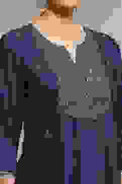 Blue Viscose Rayon Straight Solid Suit Set image number 1