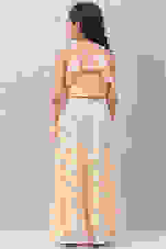 Off White Art Silk Layered Lehenga Set image number 4