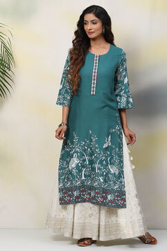 Green Straight Viscose Kurta image number 5