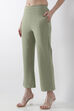 Blue Viscose Blend Wide Leg Pants image number 2