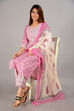 Pink Cotton Screen Print Unstitched Suit Set image number 0
