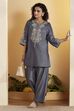 Blue Tencel Straight Suit Set image number 0
