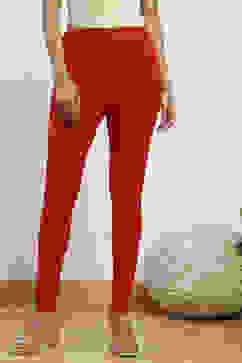 Red Cotton Blend Solid Churidar image number 4