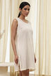 Beige Cotton Floral Shirt-Style Flared Dress image number 6