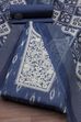 Blue Linen Royal-Ikkat  Buti Print Unstitched Suit Set image number 0