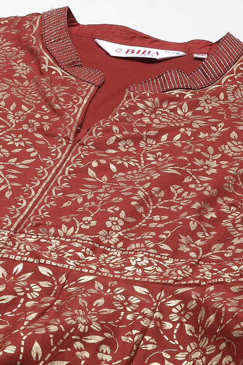 Black Cotton Flared Printed Dress image number 1